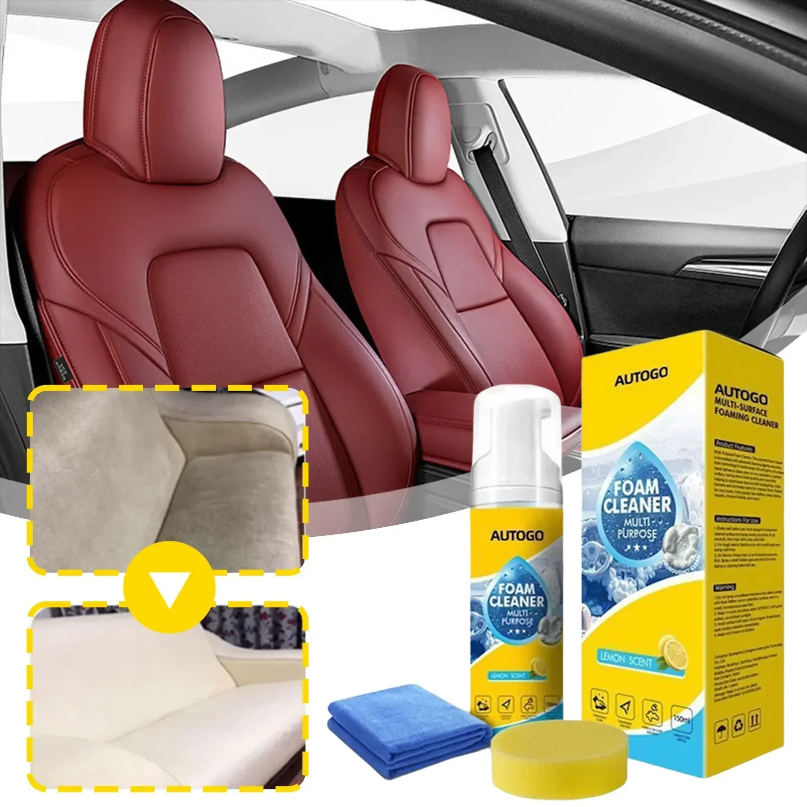 Leather Cleaner Interior - Detergente Schiumogeno Multiuso 150ml per Interni